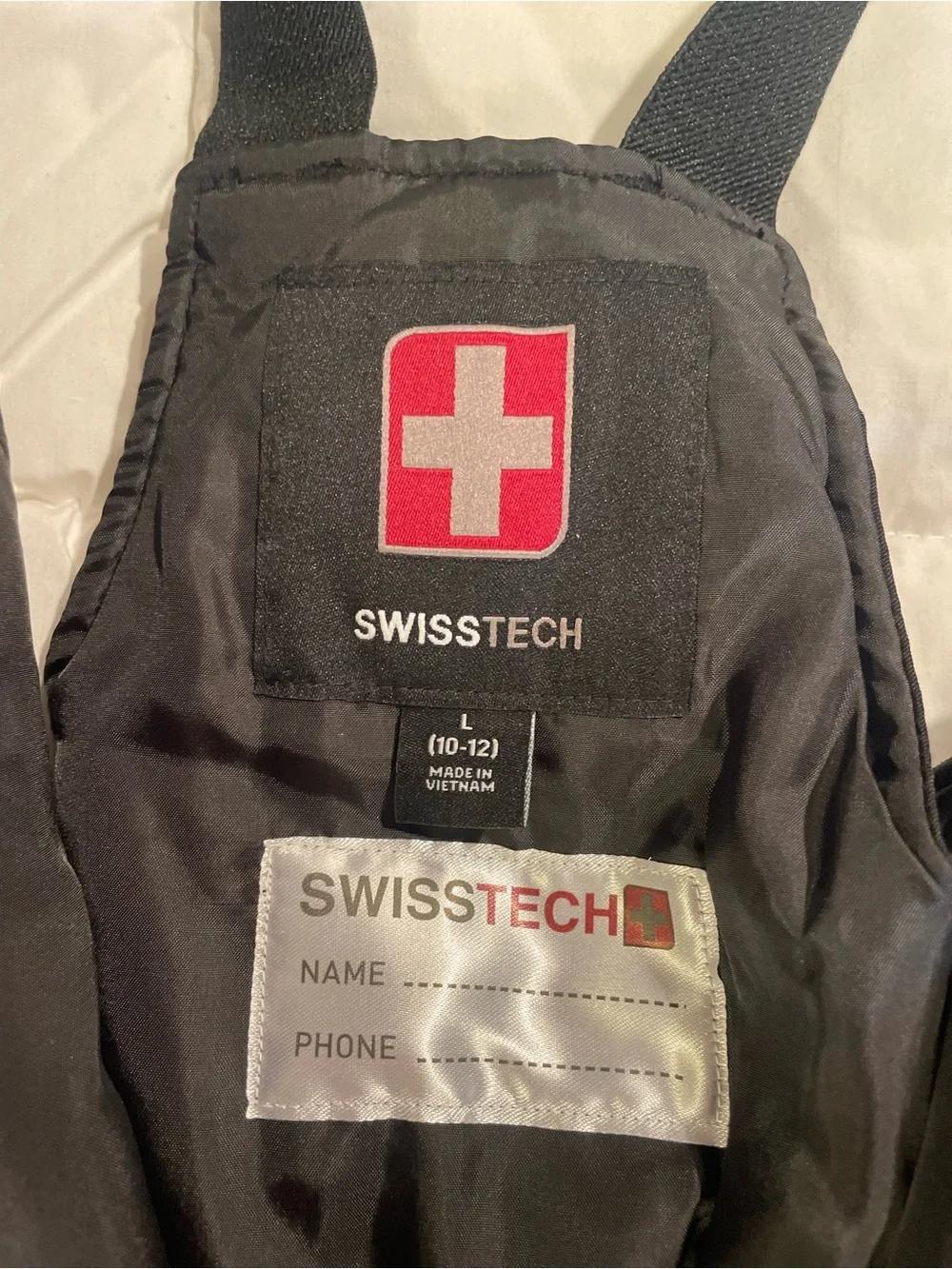 Swiss Tech Black Kids Insulated Snow Overalls